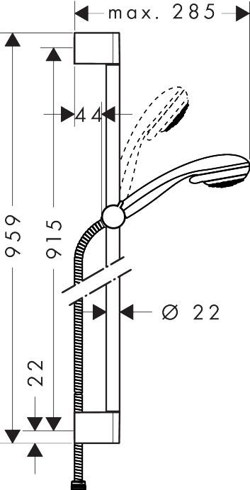 hansgrohe Crometta 85 Brauseset Vario mit Brausestange 90 cm, Chrom