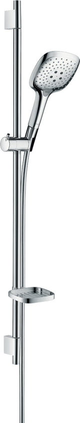 hansgrohe Raindance Select E Brauseset 150 3jet mit Brausestange 90 cm und Seifenschale, Chrom