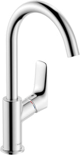 hansgrohe Logis Einhebel-Waschtischmischer 210 mit Schwenkauslauf und Zugstangen-Ablaufgarnitur, Chrom