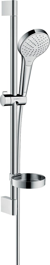 hansgrohe Croma Select S Brauseset 110 Vario mit Brausestange 65 cm und Seifenschale, Weiß/Chrom