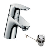 hansgrohe Focus Einhebel-Waschtischmischer 70 mit Zugstangen-Ablaufgarnitur, Chrom