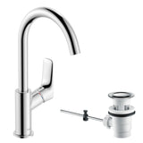 hansgrohe Logis Einhebel-Waschtischmischer 210 mit Schwenkauslauf und Zugstangen-Ablaufgarnitur, Chrom
