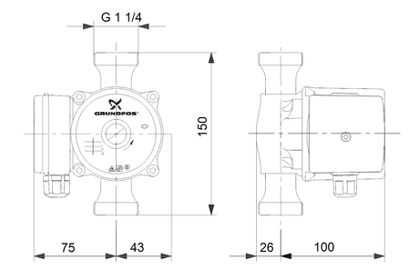 Zirkulationspumpe UP 20-15 N 150mm 1x230V G1_1/4GRUNDFOS