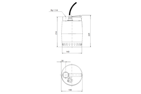 Kellerentwässerungspumpe Unilift KP150 aus Edelstahl mit 1~230 V Anschluss, 0,3 kW, Schutzart IP68