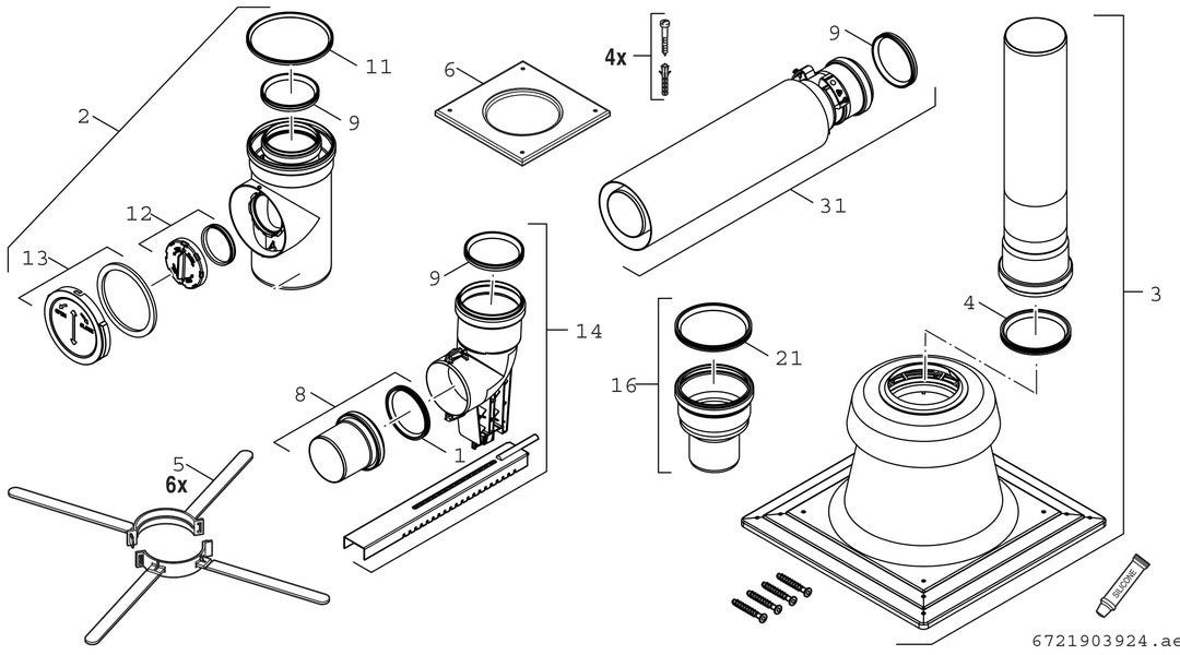 Abgaszubehör FC-Set80-C93x hinten Grundbausatz C93x