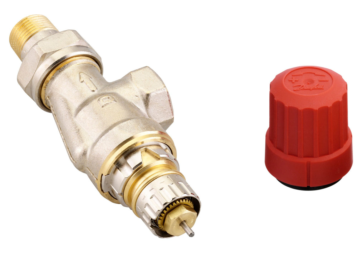 Danfoss Ventilgehäuse RA-N 10 R 3/8, UK (Axial), matt vernickelt