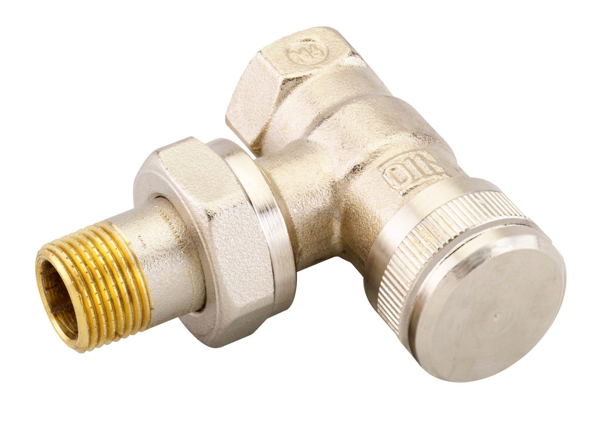 Danfoss Rücklaufverschraubung RLV 10, vernickelt, Heizkörperverschluss aus MS 58, absperrbar und regulierbar