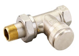 Danfoss Rücklaufverschraubung RLV 10, vernickelt, Heizkörperverschluss aus MS 58, absperrbar und regulierbar