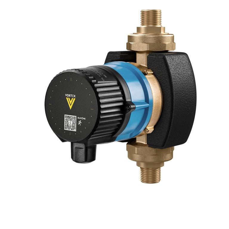 Vortex Pumpe BWO 155 V, Rückschlagventil, Absperrhahn, Isolierschale, Gewinde-/Löt-Verschraubungssatz, ECM-Kugelmotor mit Drehzahleinstellung