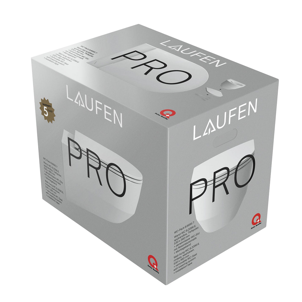 LAUFEN Tiefspül-WC wandhängend + Sitz LAUFEN PRO Pack spülrandlos weiß