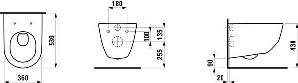 LAUFEN Tiefspül-WC wandhängend LAUFEN PRO 530x360 weiß