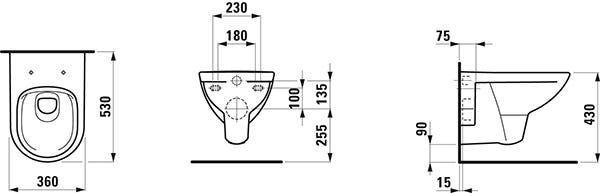 LAUFEN Tiefspül-WC wandhängend + Sitz LAUFEN PRO Pack spülrandlos weiß