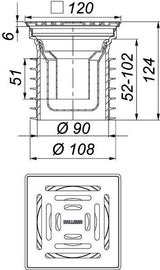 DALLMER Bodenablauf Pronto, DN 100, 120 x 120 mm