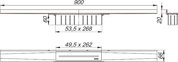 DALLMER Duschrinne CeraWall Pure aus Edelstahl 1.4301, 20 x 66 mm, Belastungsklasse K 3 (300 kg)