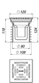DALLMER Bodenablauf Pronto, DN 100, 120 x 120 mm