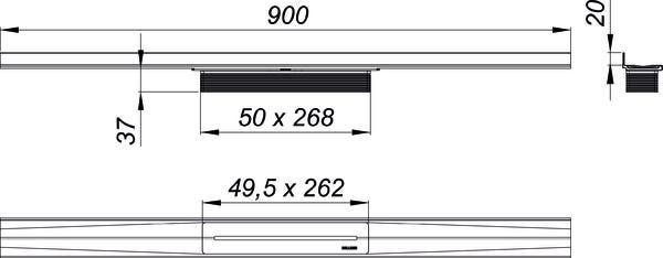 DALLMER Duschrinne CeraWall Pure aus Edelstahl 1.4301, 20 x 66 mm, Belastungsklasse K 3 (300 kg)