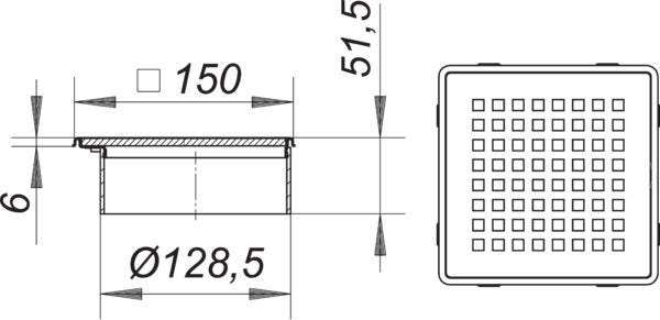 DALLMER Aufsatz Quadra CD 15 seitenverstellbar, 150 x 150 mm