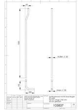 Spülkastenrohr mit 90 Grad Bogen KS weiß 32 mm Länge 1750 mm / 65 mm gekröpft