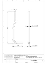 Druckspülrohre Messing vc 45 mm gekröpft 28 / 26 mm x 700 mm