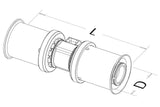 Roth Kupplung aus Hochleistungskunststoff PPSU mit MS-Pressfitting und Stützkörper für unlösbare Verbindungen an Roth Systemrohren Alu-Laserplus®