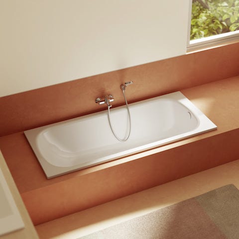 BetteForm, 1700x750x420 mm, Weiß, glasierter Titan-Stahl, Badewanne, Unterbau, Rechteck, 1-Sitzer Badewanne, Bade-Duschkombination