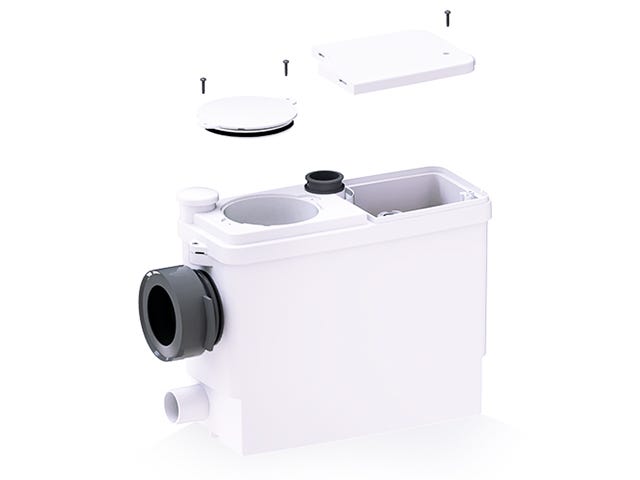 SFA Sanibroy Fäkalienhebeanlage SANIPACK PRO UP zum Anschluss an Hänge-WC bzw. WC und Waschtisch, Dusche oder Bidet. Zur Einbau in Vorwandinstallation.