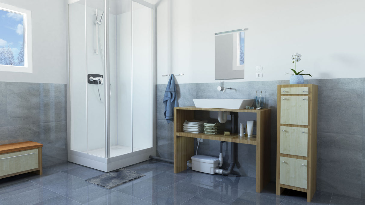 SFA Sanibroy SANIDOUCHE +, Haushaltspumpe zum Anschluss an Dusche, Waschtisch und Bidet mit niedriger Einschalthöhe