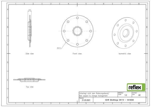Reflex Flanschdeckel 1 1/2' DN110 für EEHR