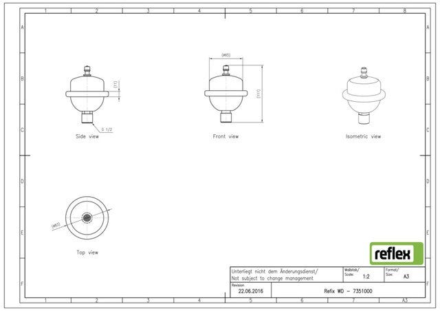 Reflex Membran-Druckausdehnungsgefäß Wasserschlagdämpfer WD, weiß, 10 bar