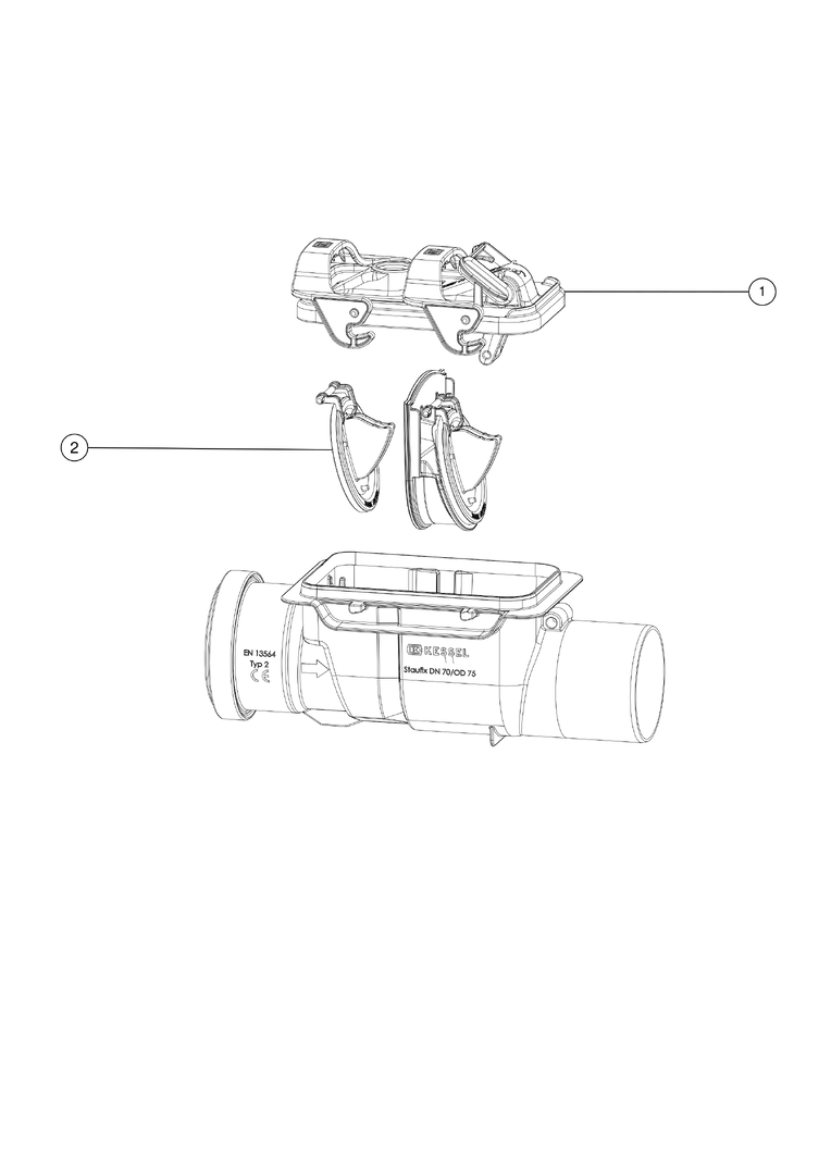 KESSEL Rückstauverschluss Staufix, freiliegende Abwasserleitung, 2 mechanische Rückstauklappen
