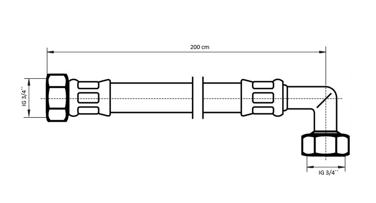 NEOPERL NEOFLEX Panzerschlauch DN13 IG x IG gebogen 3/4" x 3/4"
