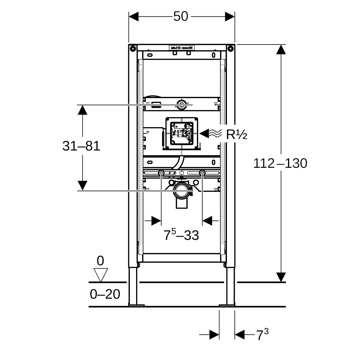 GE Duofix Element für Urinal 112-130 cm Universal für verdeckte Urinalsteuerung