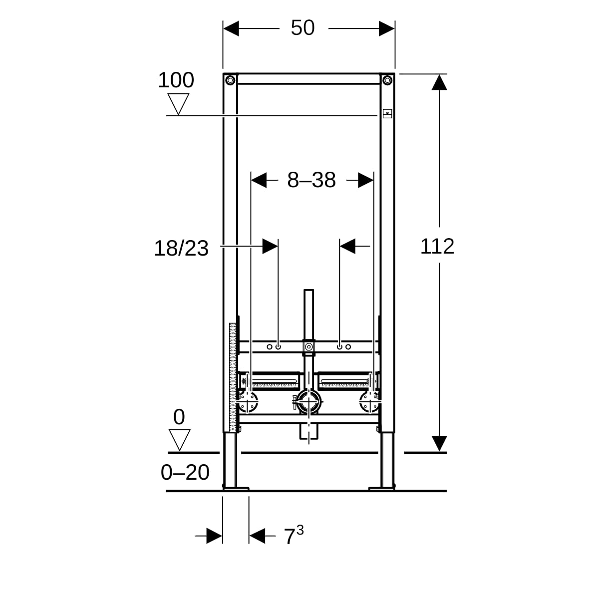 GE Duofix Element für Bidet 112 cm Universal
