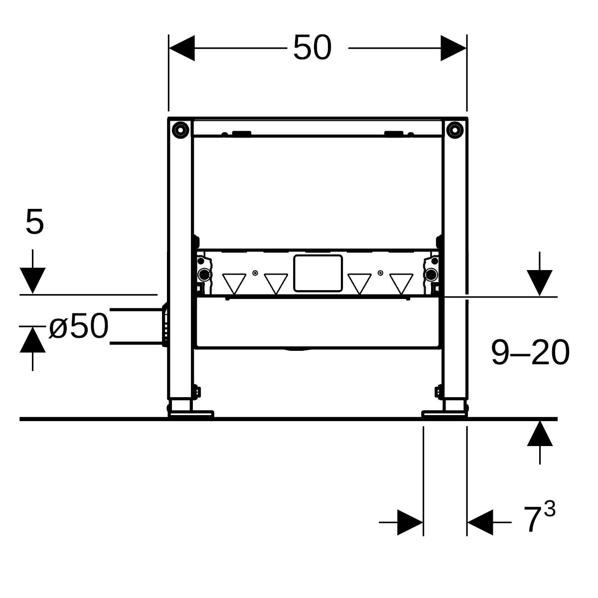 GE Duofix Element für Dusche 50cm mit Wandablauf d50