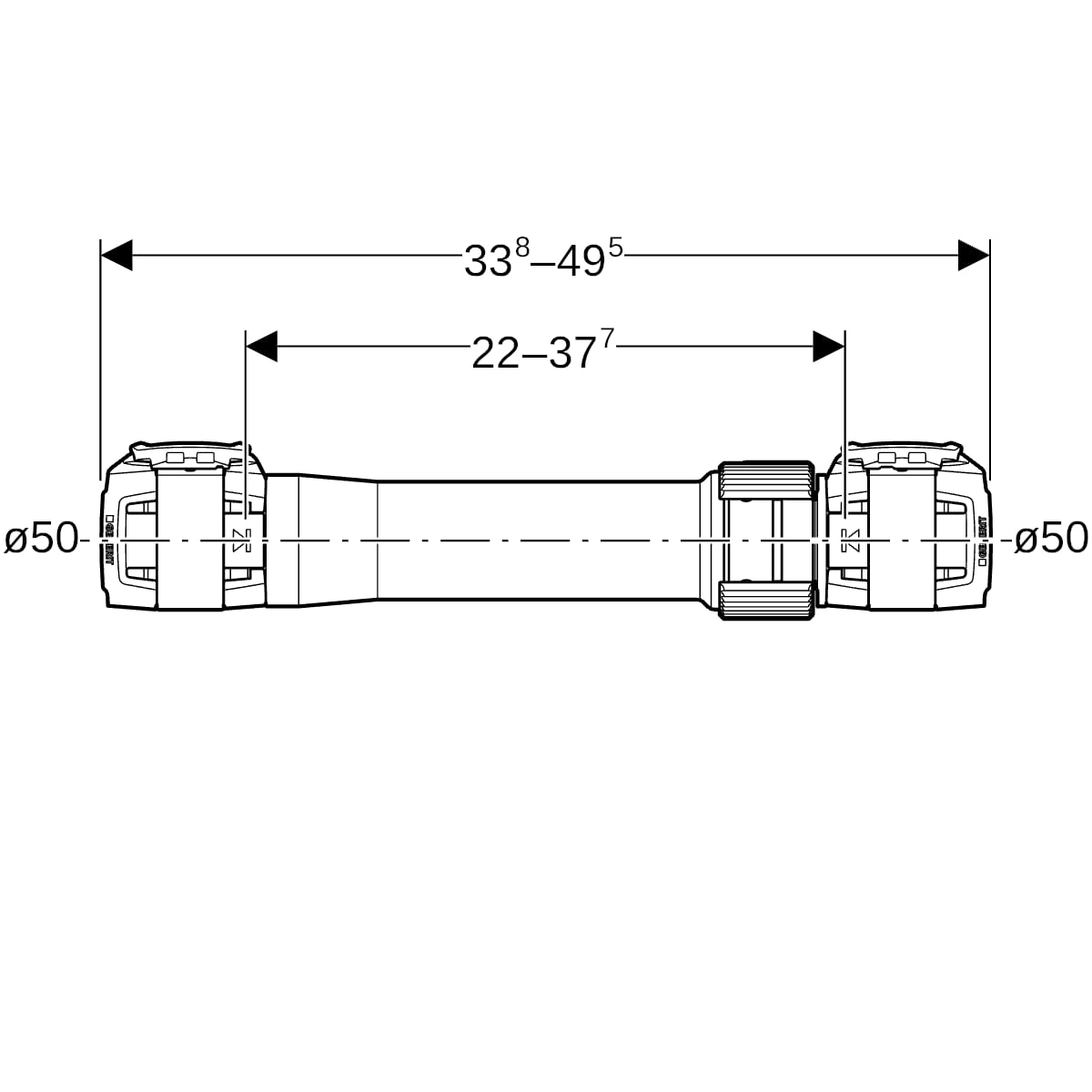 GE FlowFit Langkupplung SiBr, d50