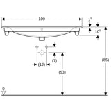 GE Renova Plan Möbelwaschtisch, 100x48cm m. Hl., m. Ül., weiß, KeraTect