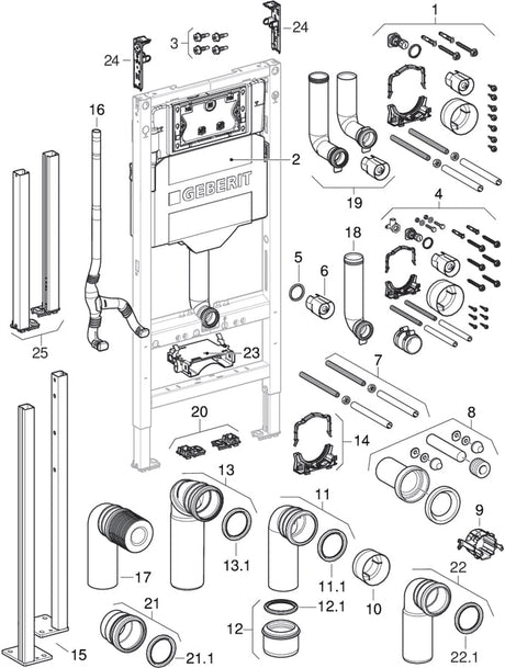 Geberit Duofix Element für Wand-WC mit UP-Spülkasten 12 cm Power & Connect Box