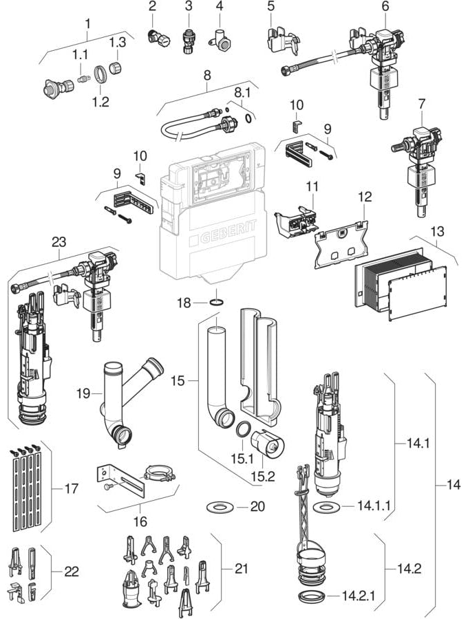 GE Duofix Element für WWC, 112 cm, mit Sigma UP-SPK 12cm, BF, Stütz/Haltegriffe
