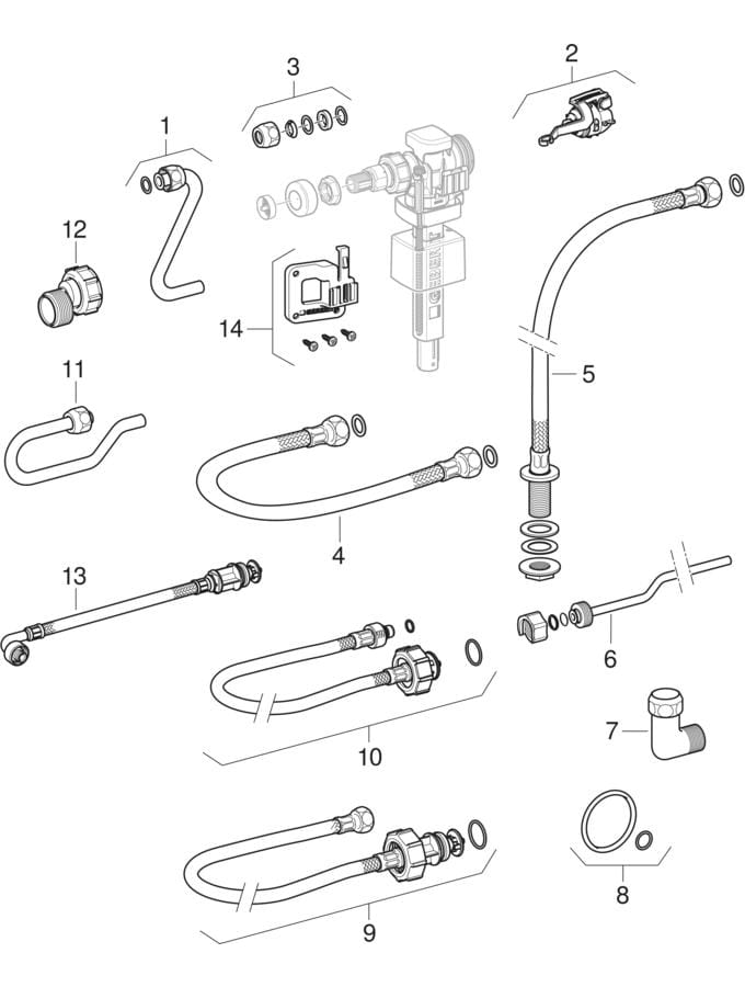 GE Duofix Element für WWC, 112 cm, mit Sigma UP-SPK 12cm, BF, Stütz/Haltegriffe