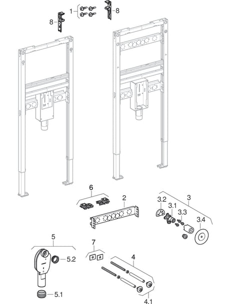 GE Duofix Element für WT, 130 cm für AP-Armatur, mit UP-GV